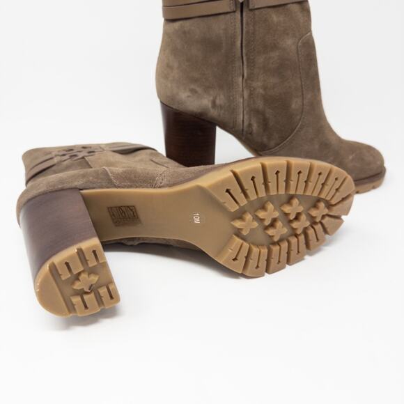 Tory Burch Leigh 90mm Lug Sole Boots River Rock Suede Womens 10 - Picture 7 of 7